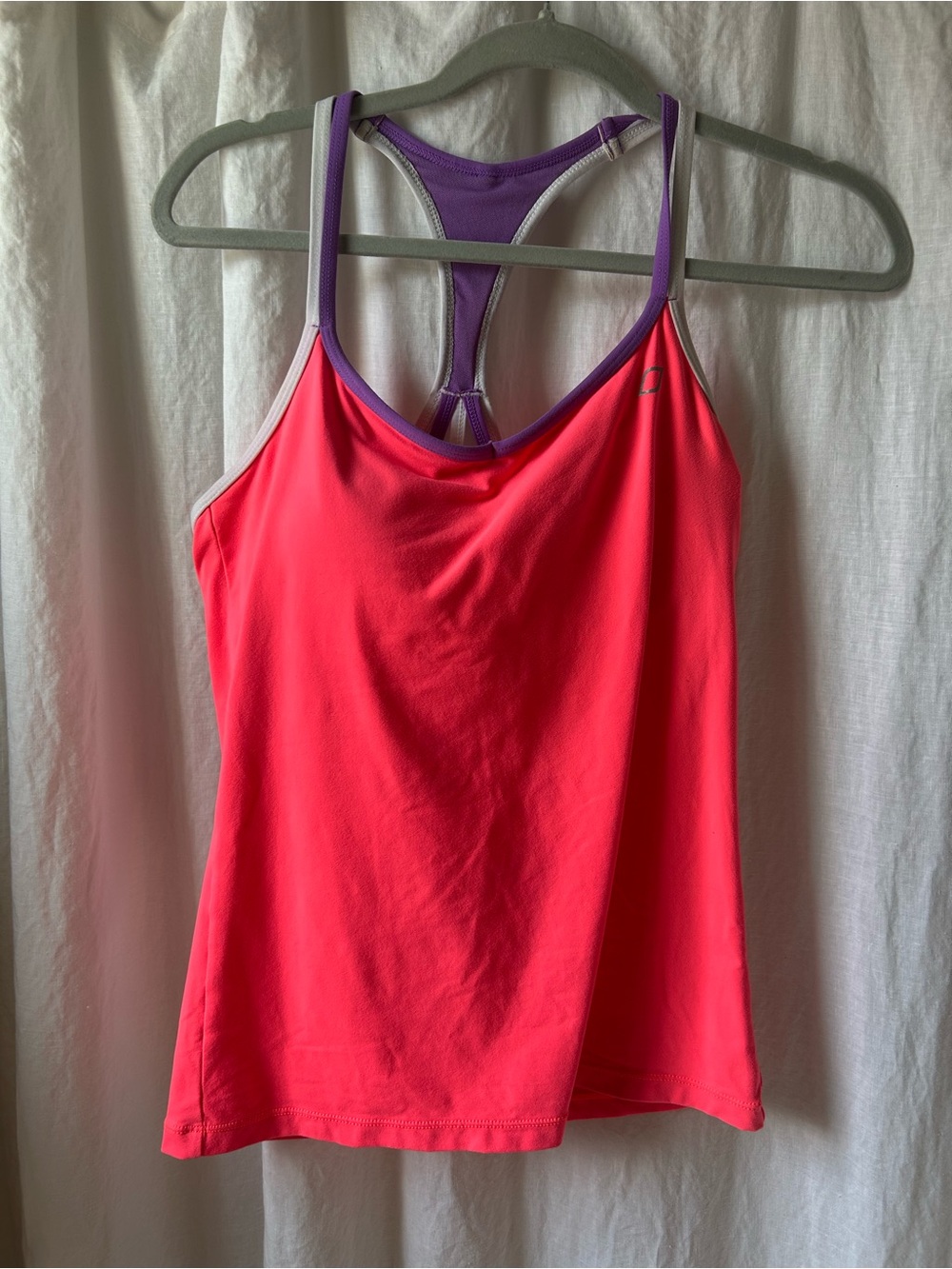 Lorna Jane Coral Pink Tank with Purple Racerback